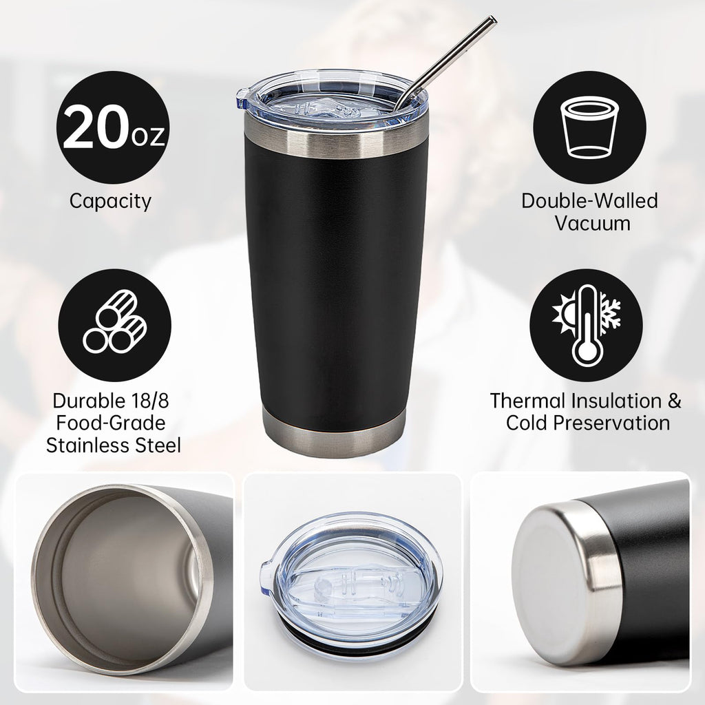 32 Pack 20oz Stainless Steel Insulated Tumblers with Lid & Straw J509987