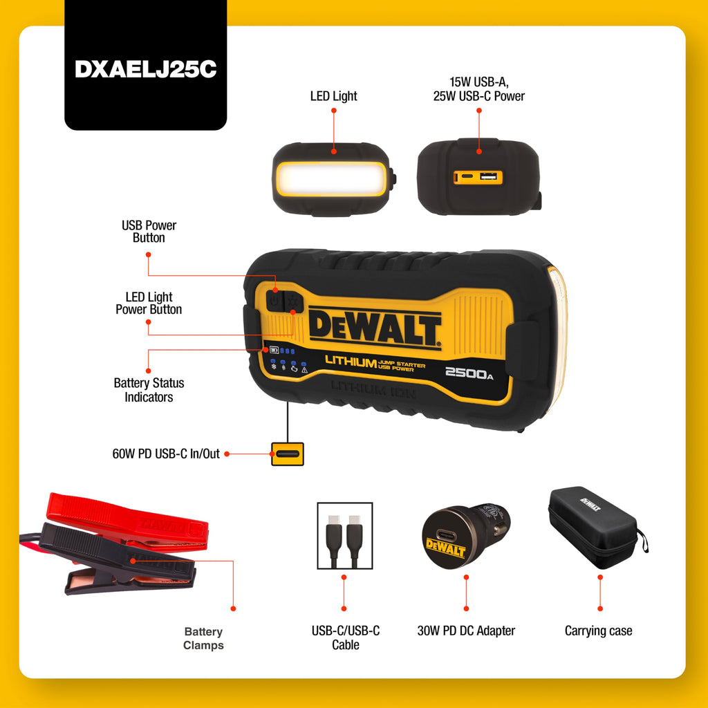 2500 Peak Amp Lithium Jump Starter with USB Power Bank H482