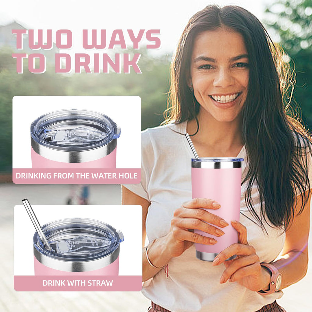 20 oz Stainless Steel Insulated Tumbler with Lids and Straws Z798