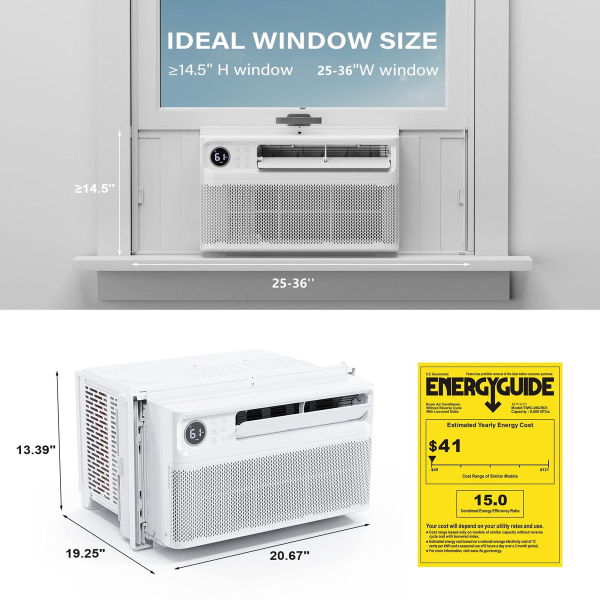 8000 BTU Window Air Conditioner with Inverter Compressor B932928