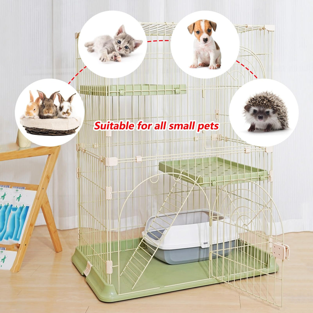 3/4-Tier Wire Cat Cage Playpen Kennel with Hammock D872790