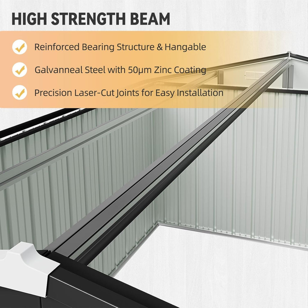 Brown Galvanized Steel Outdoor Storage Shed M913366