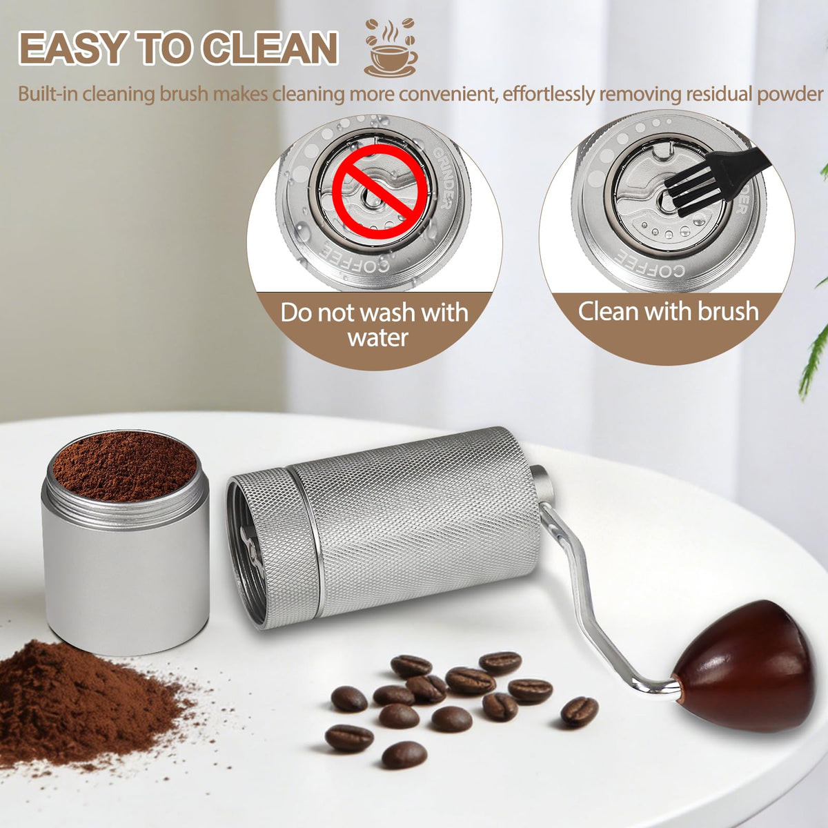 Manual Coffee Grinder with 25 Level Stainless Steel Conical Burr W6090