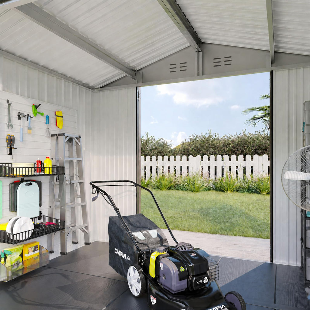 Brown Galvanized Steel Outdoor Storage Shed M913366