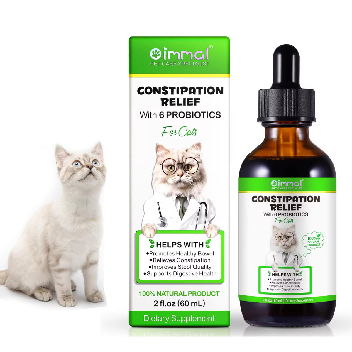 2 oz Probiotic Cat Laxative Stool Softener M126591
