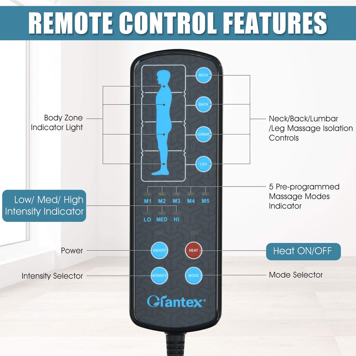 Massage Mat with 10 Vibrating Motors Heating Pad M800655