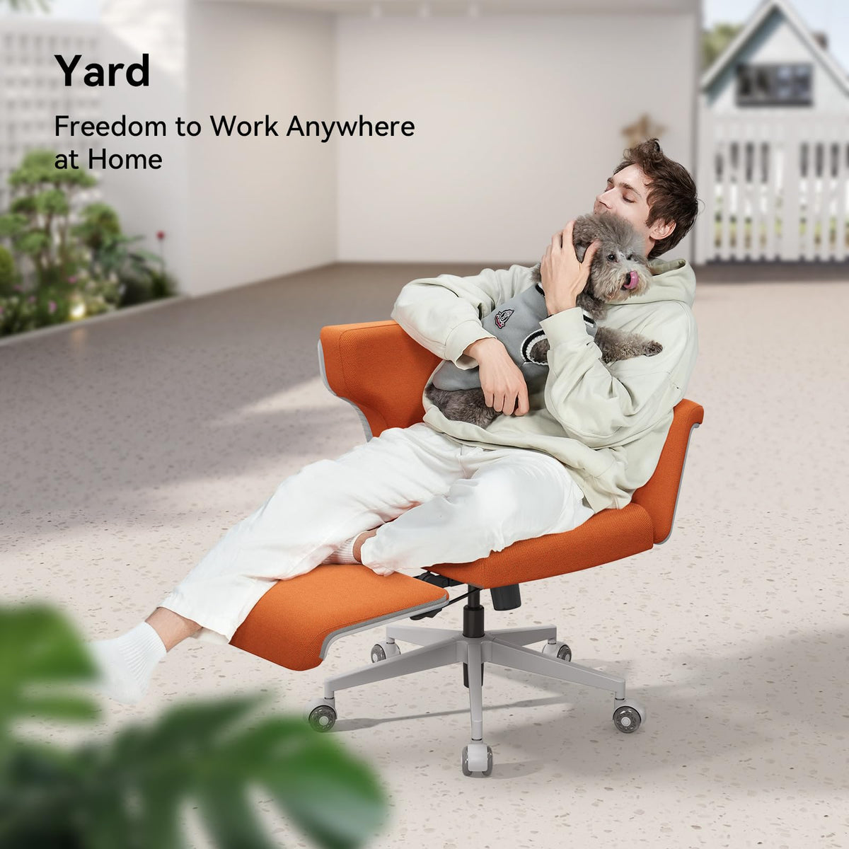 Orange Adjustable Ergonomic Office Chair with Desk Tray N85074