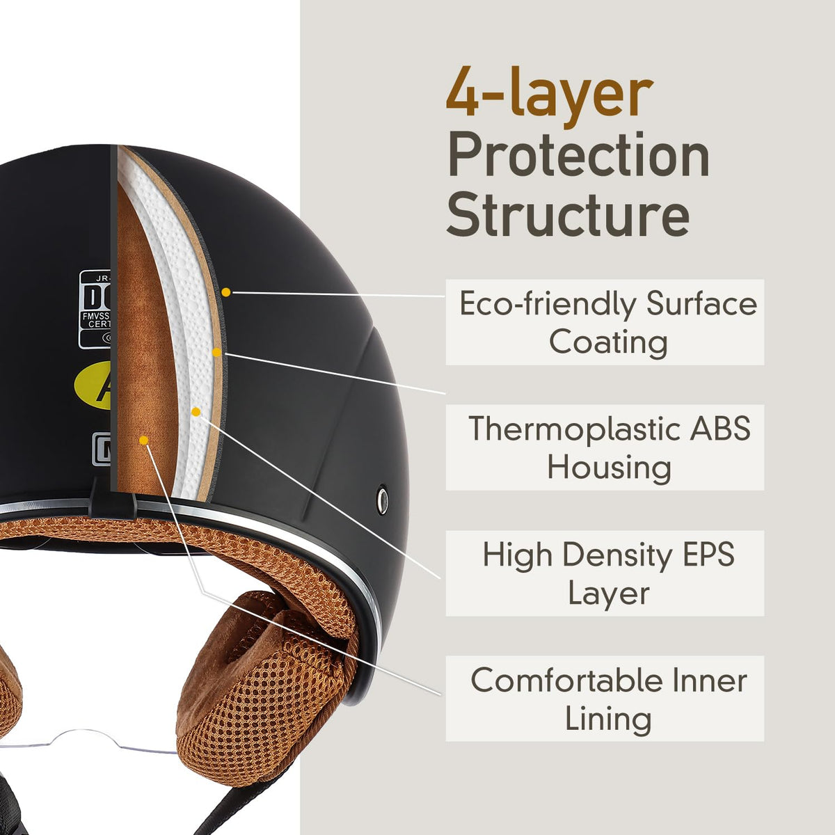 3/4 Open Face Motorcycle Helmet Dual Visors DOT Approved U987570