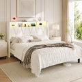 Full Size Bed Frame with 2-Tier Storage Headboard E638934