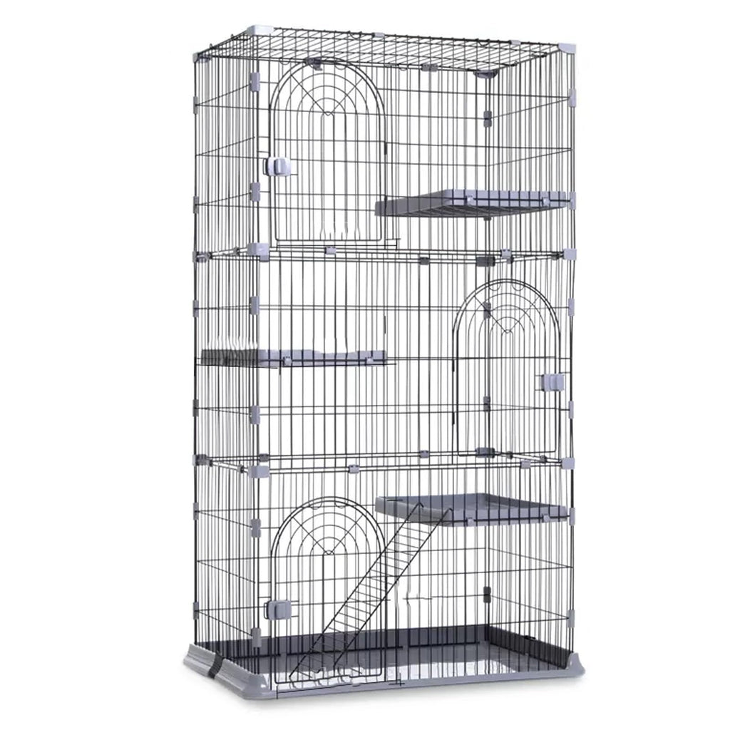 3/4-Tier Wire Cat Cage Playpen Kennel with Hammock D872790