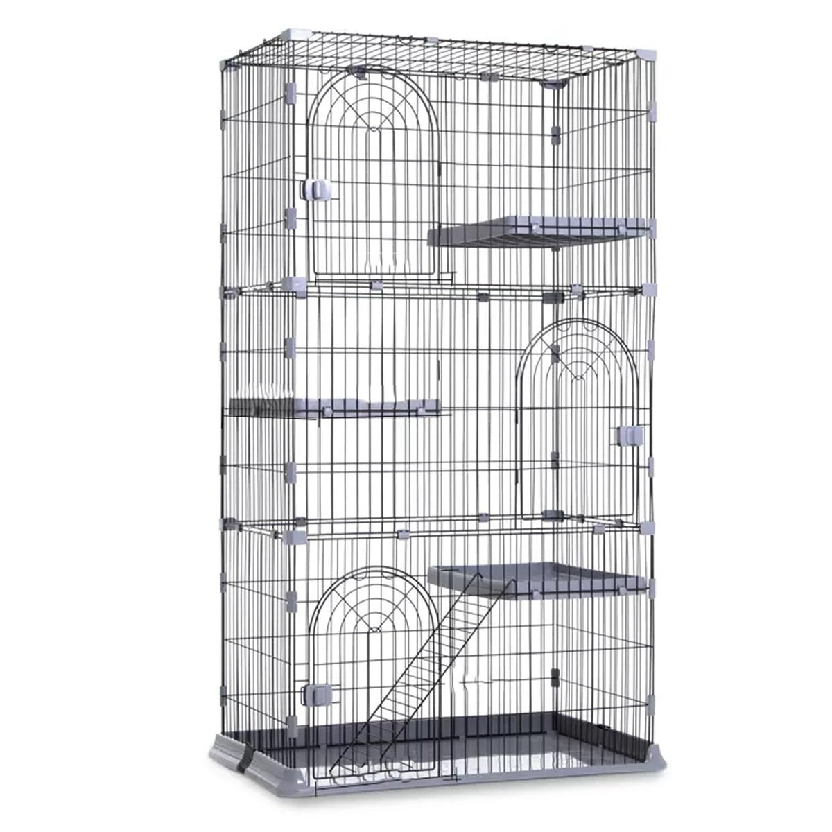 3/4-Tier Wire Cat Cage Playpen Kennel with Hammock D872790
