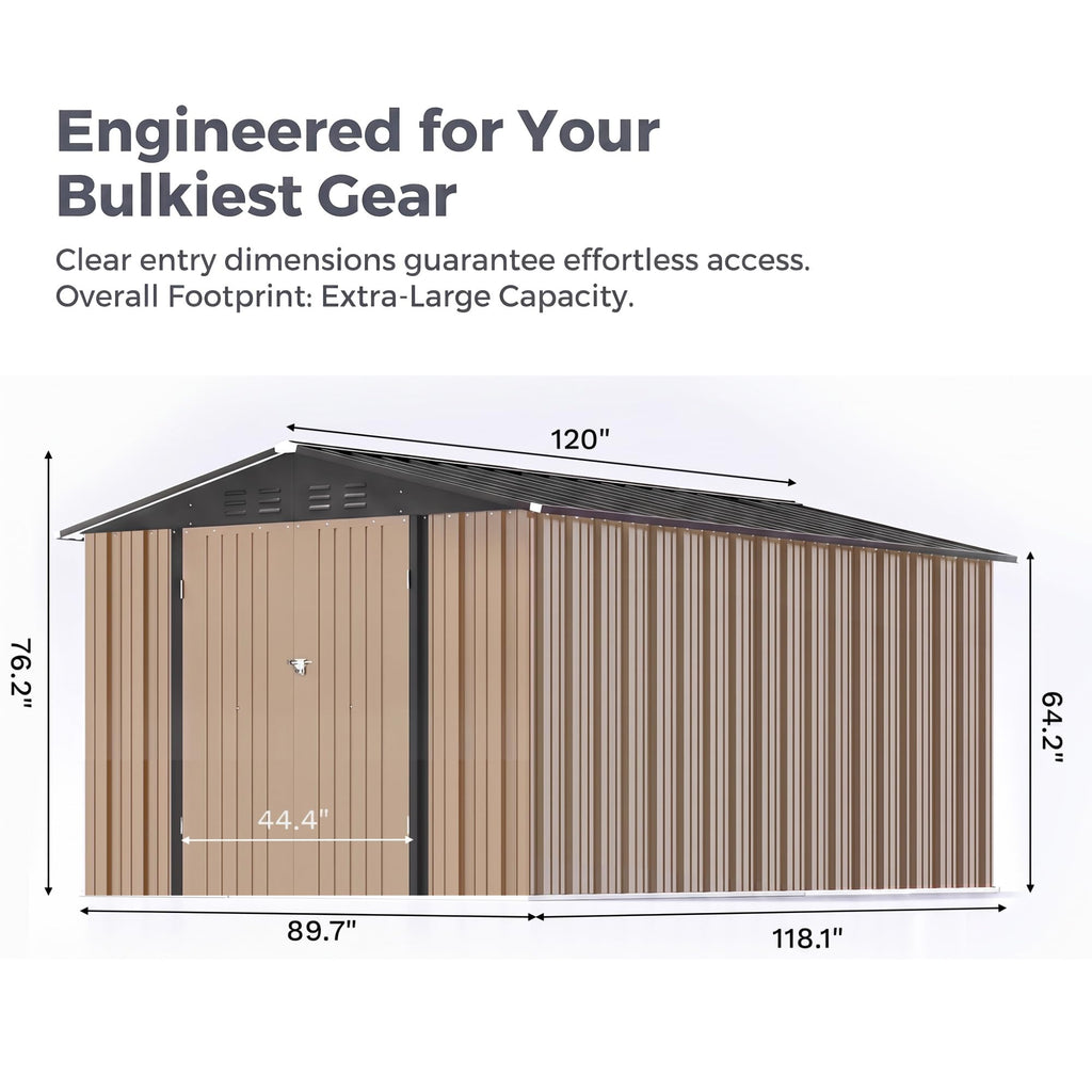 8x10 FT Metal Outdoor Storage Shed with Lockable Door G510659