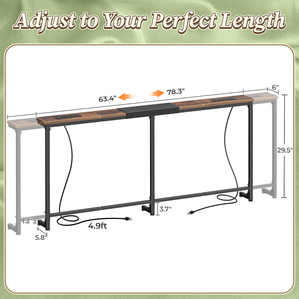 Extendable Behind Couch Table with Outlets K30996
