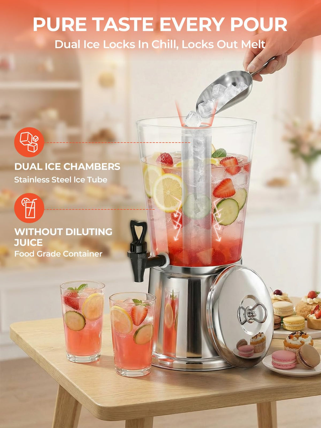 2 Gallon Stainless Steel Beverage Dispenser W32806