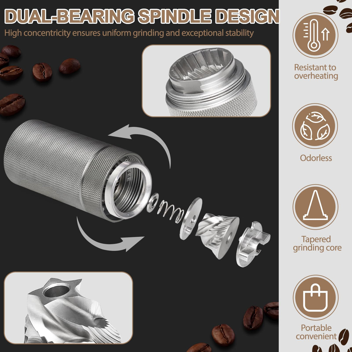Manual Coffee Grinder with 25 Level Stainless Steel Conical Burr W6090
