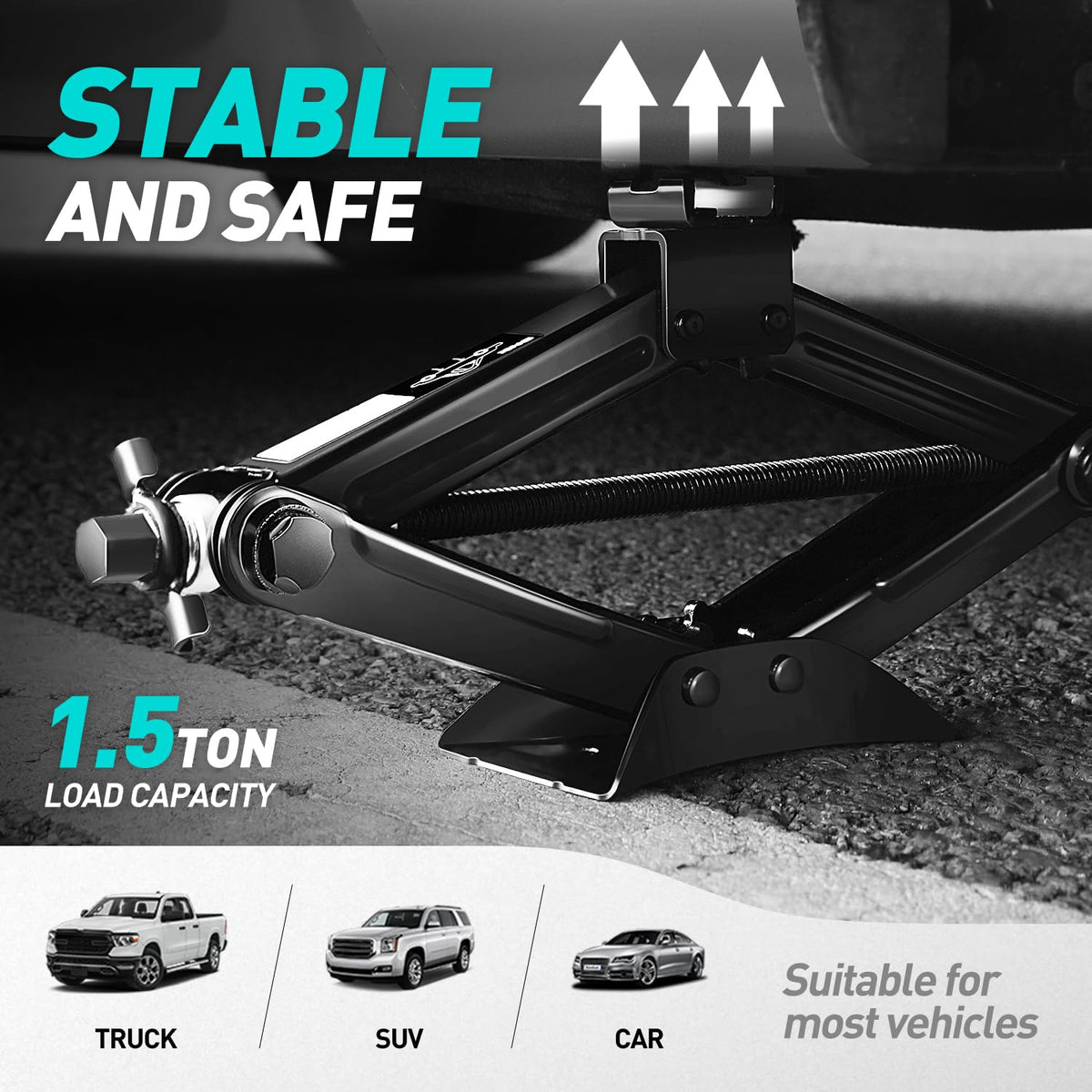 Scissor Jack 1.5 Ton Black L96959
