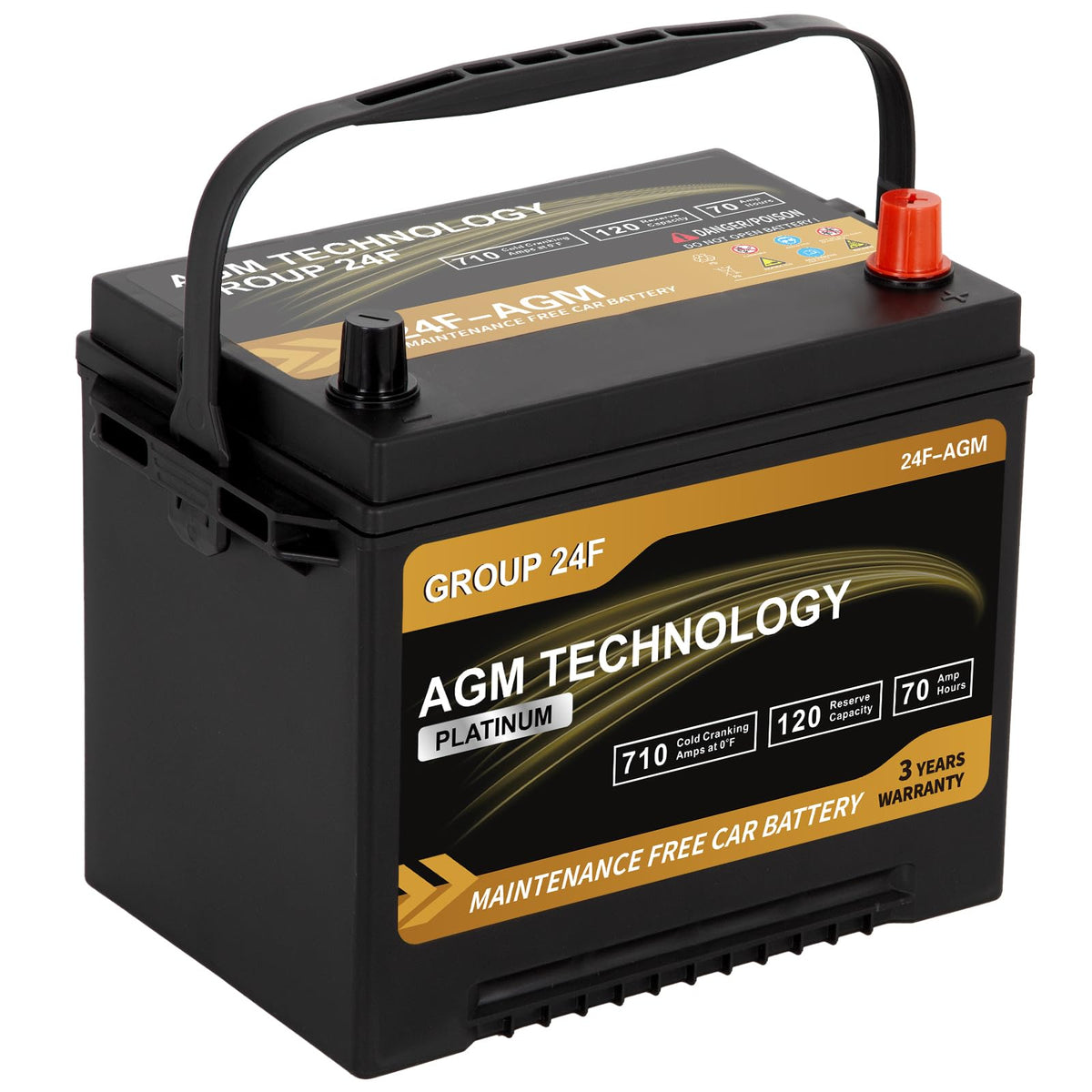 AGM Car Battery Group Size 24F 12V 70Ah 710 CCA Q43125