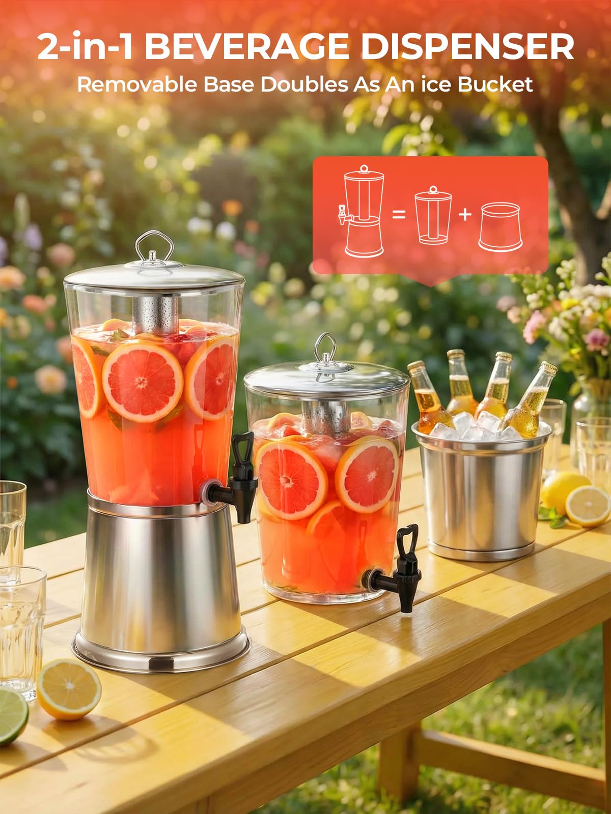 2 Gallon Stainless Steel Beverage Dispenser W32806