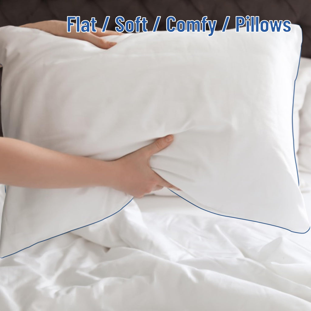Soft Thin Standard Size Pillows Set of 2 with Down Alternative Fill White B956248
