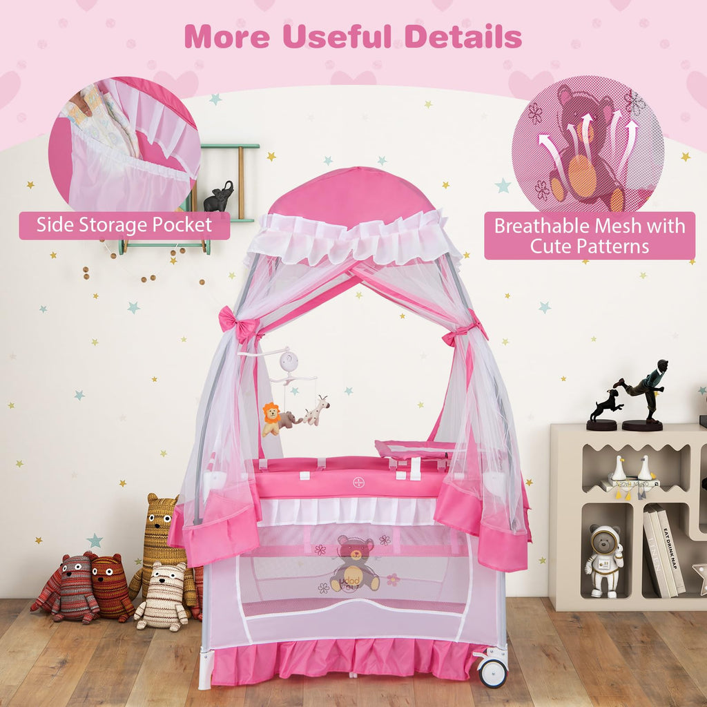 4-in-1 Baby Playard with Bassinet, Changing Table and Carry Bag S4781