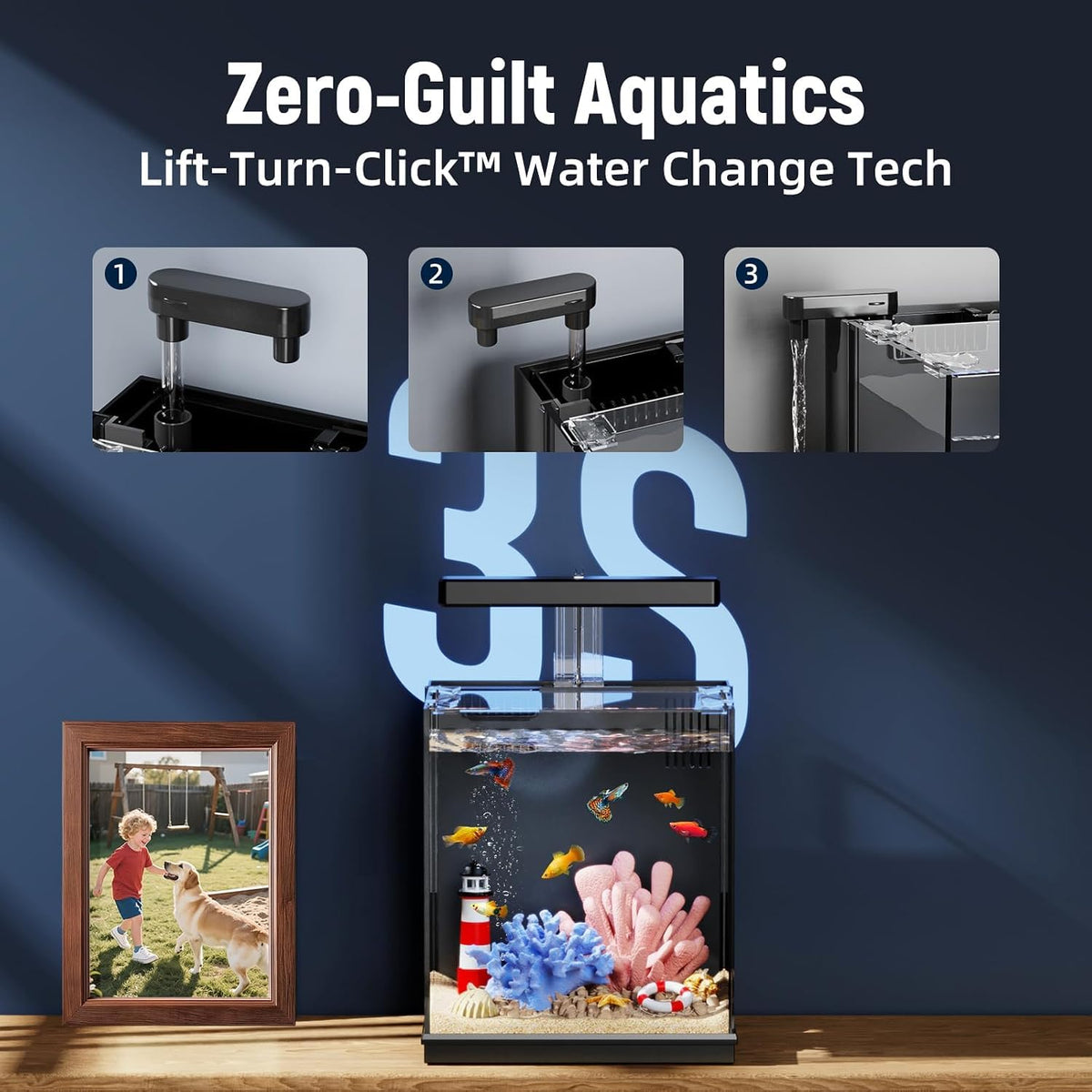 2 Gallon All-in-One Aquarium Kit with Filtration & LED Light C9572