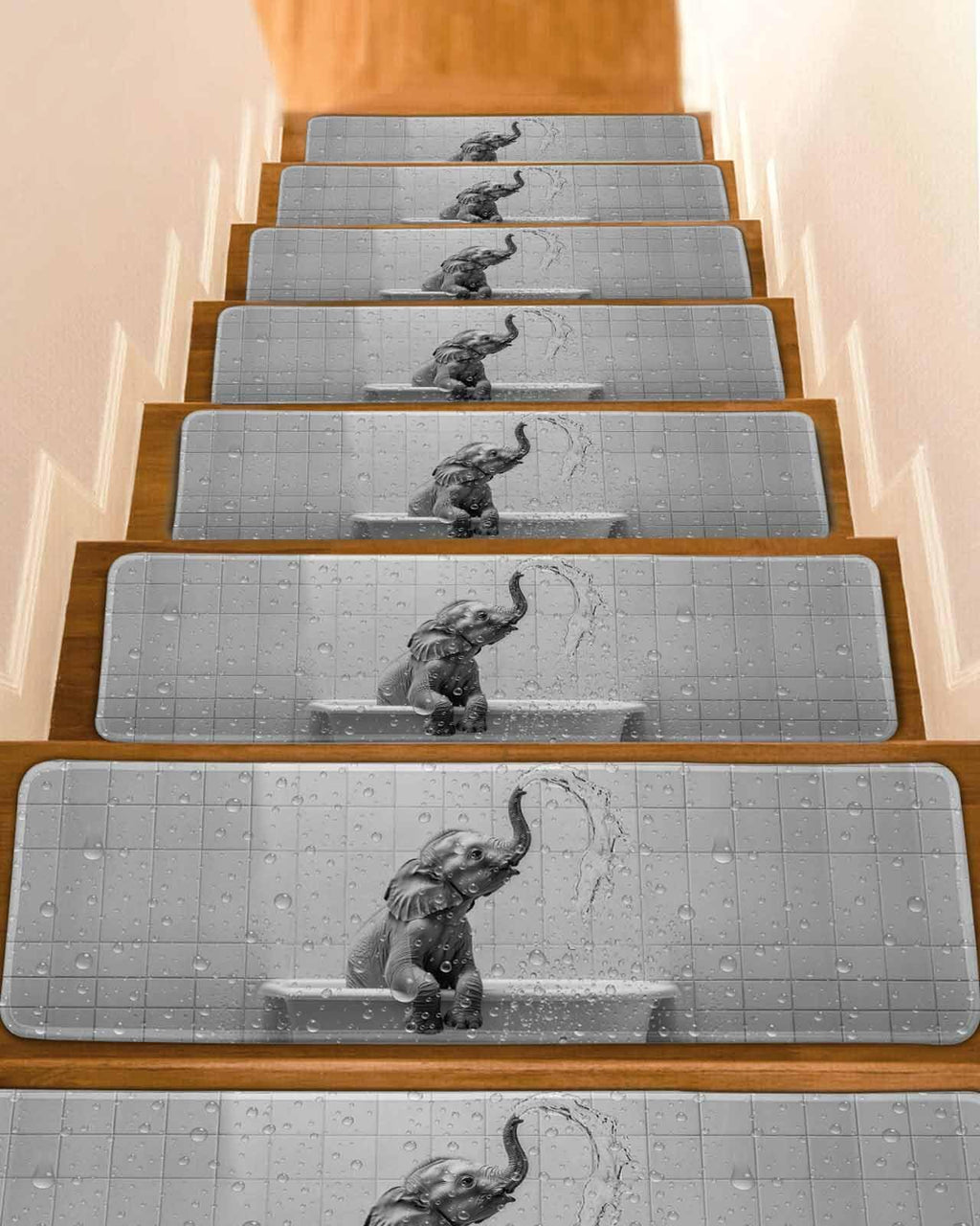 Grey Peel and Stick Stair Treads 8''x30'' 10PCS E916368