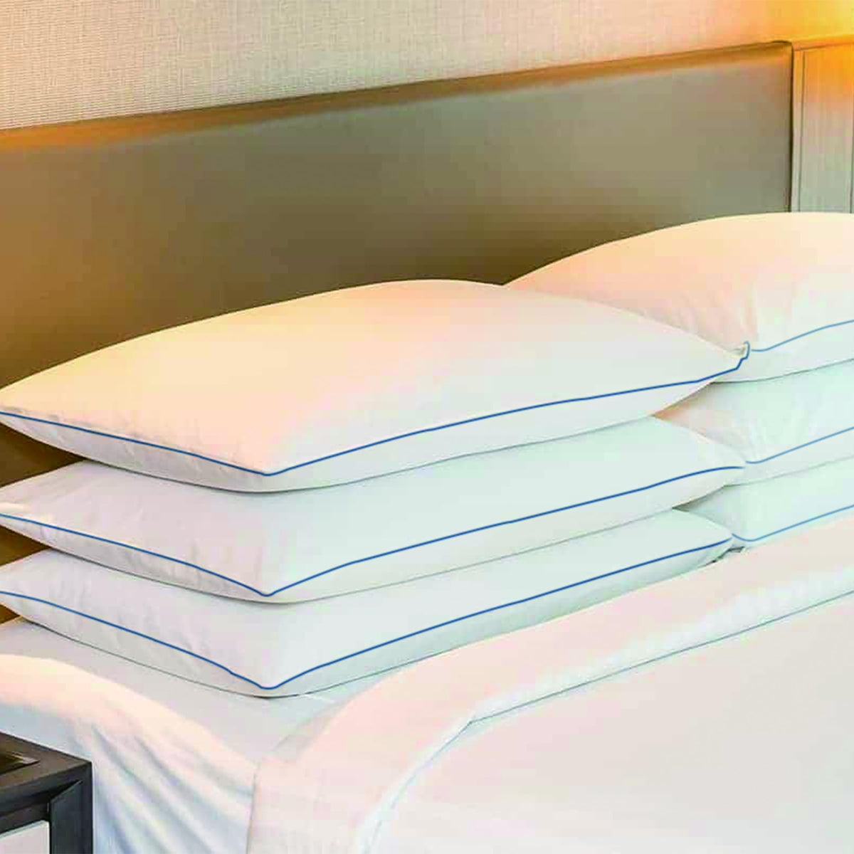 Soft Thin Standard Size Pillows Set of 2 with Down Alternative Fill White B956248