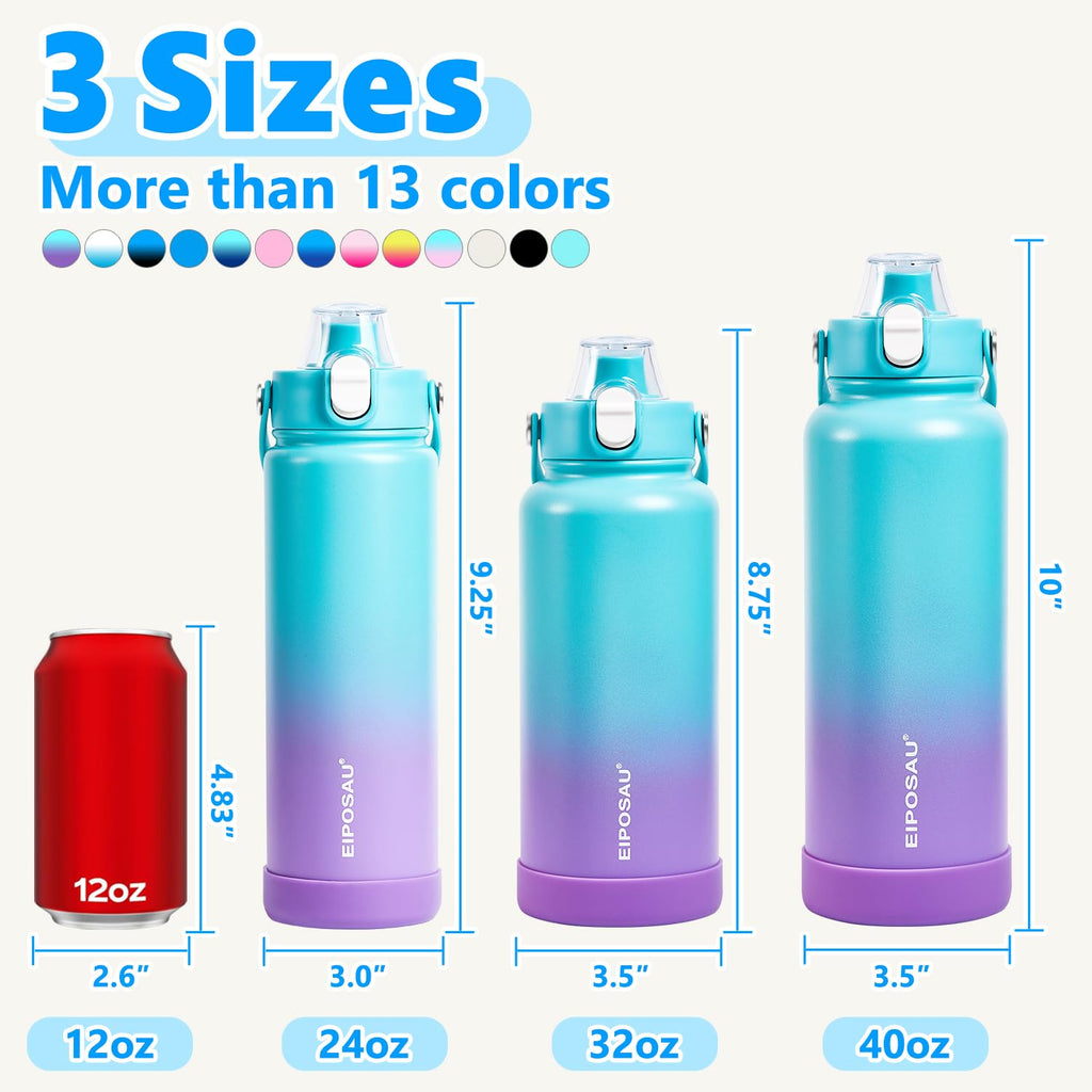 Insulated Water Bottle with Lid & Boot & Stickers, 24 oz S489592
