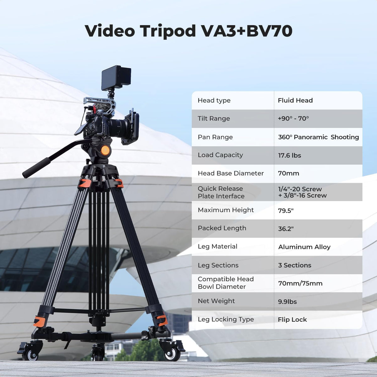 80" Video Tripod with Fluid Head E766320