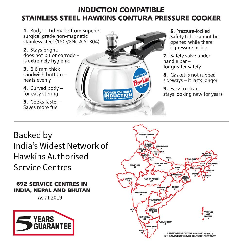 Stainless Steel Pressure Cooker, 2 Liter, Silver D795