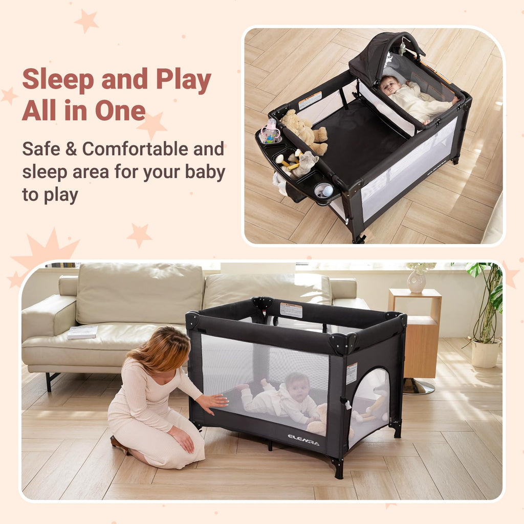 5 in 1 Adjustable Foldable Playard with Changing Table W31950