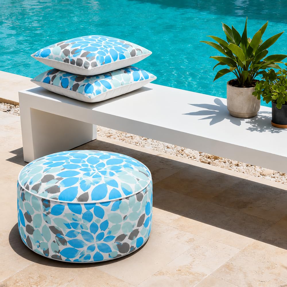 Inflatable Outdoor Ottoman 2 Pack Teal Grey I21076