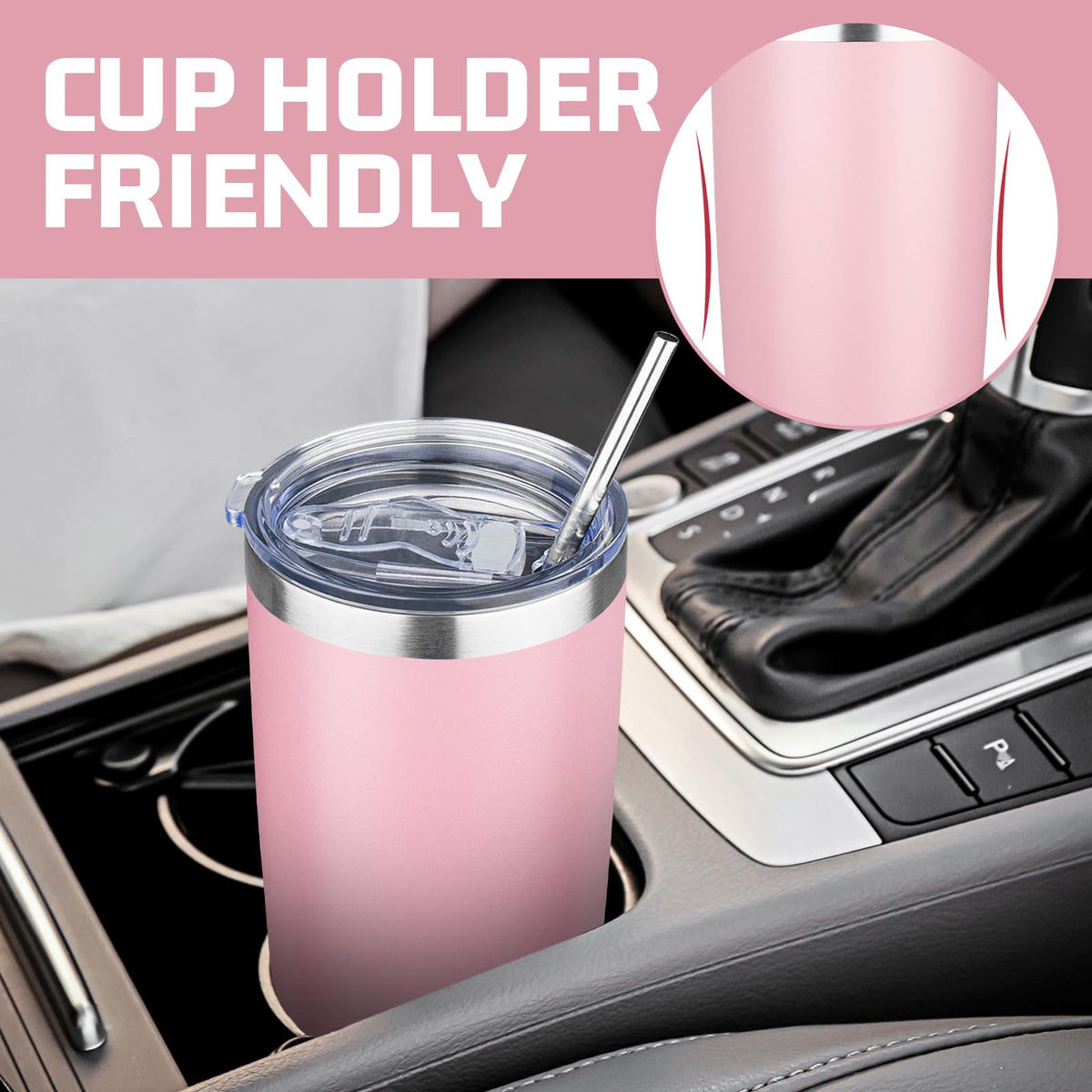 20 oz Stainless Steel Insulated Tumbler with Lids and Straws Z798