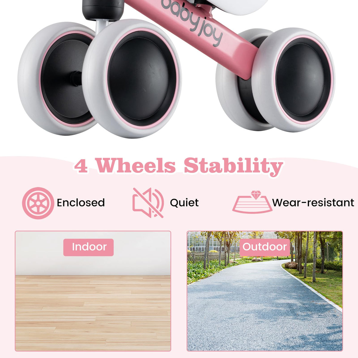 No Pedal 4 Wheels Toddler Balance Bike with Soft Seat M733