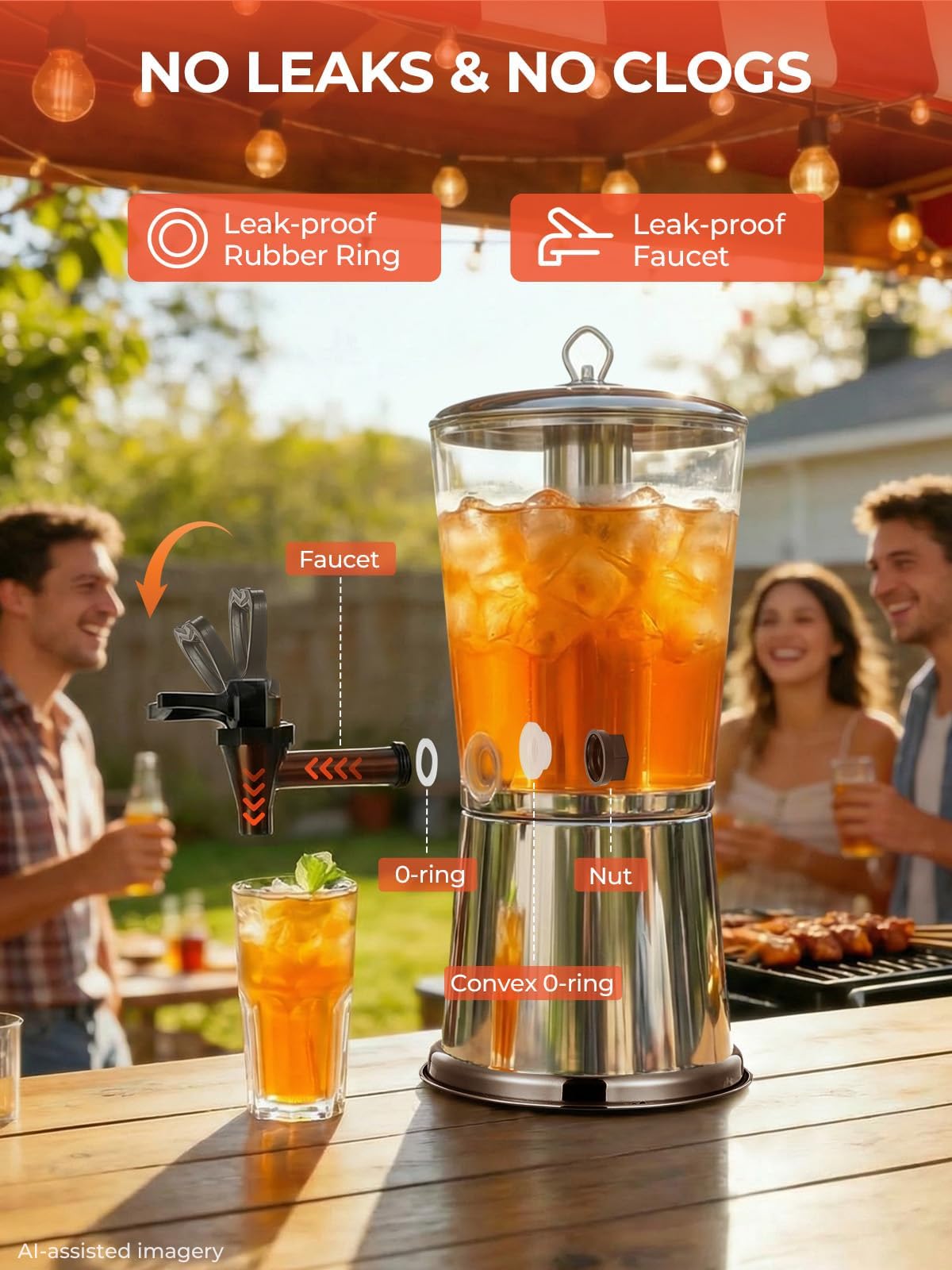 2 Gallon Stainless Steel Beverage Dispenser W32806