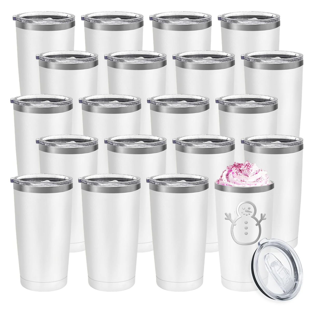 20 Pack Stainless Steel Insulated Tumbler 20oz White V5950