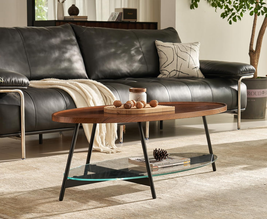 Black Walnut Glass Coffee Table B4328