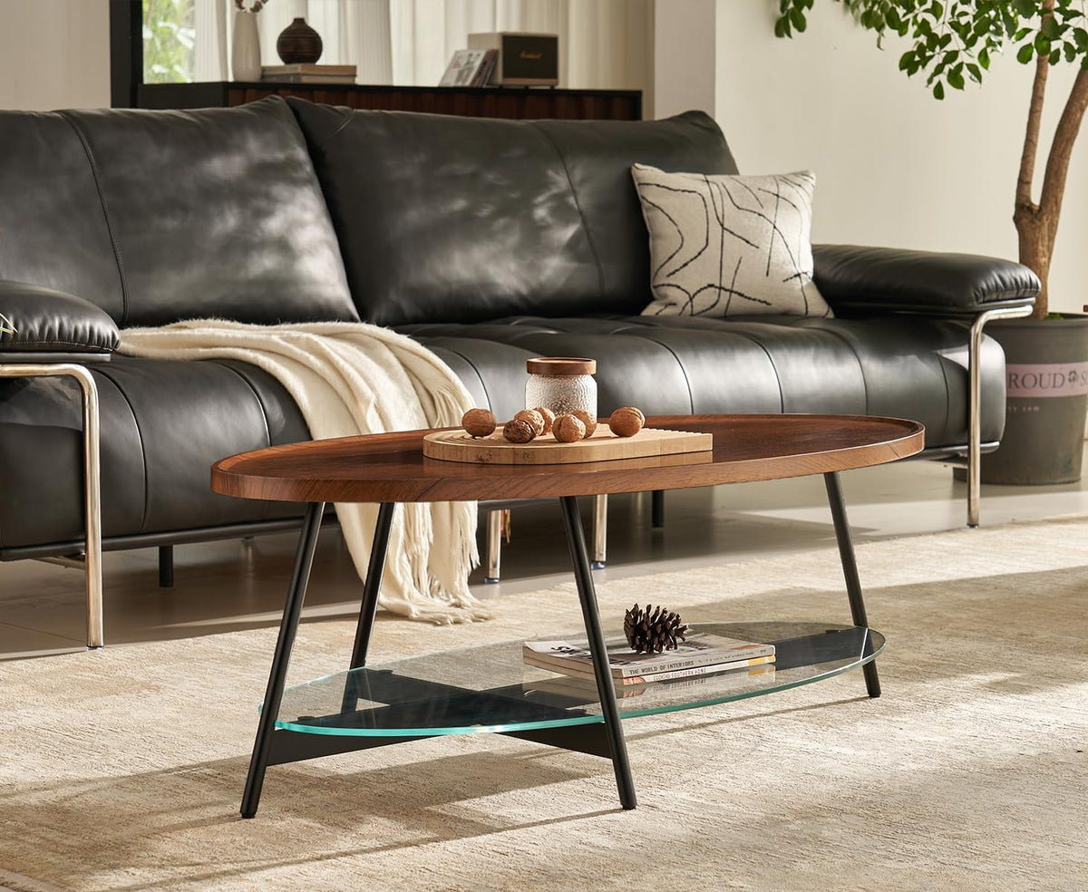Black Walnut Glass Coffee Table B4328
