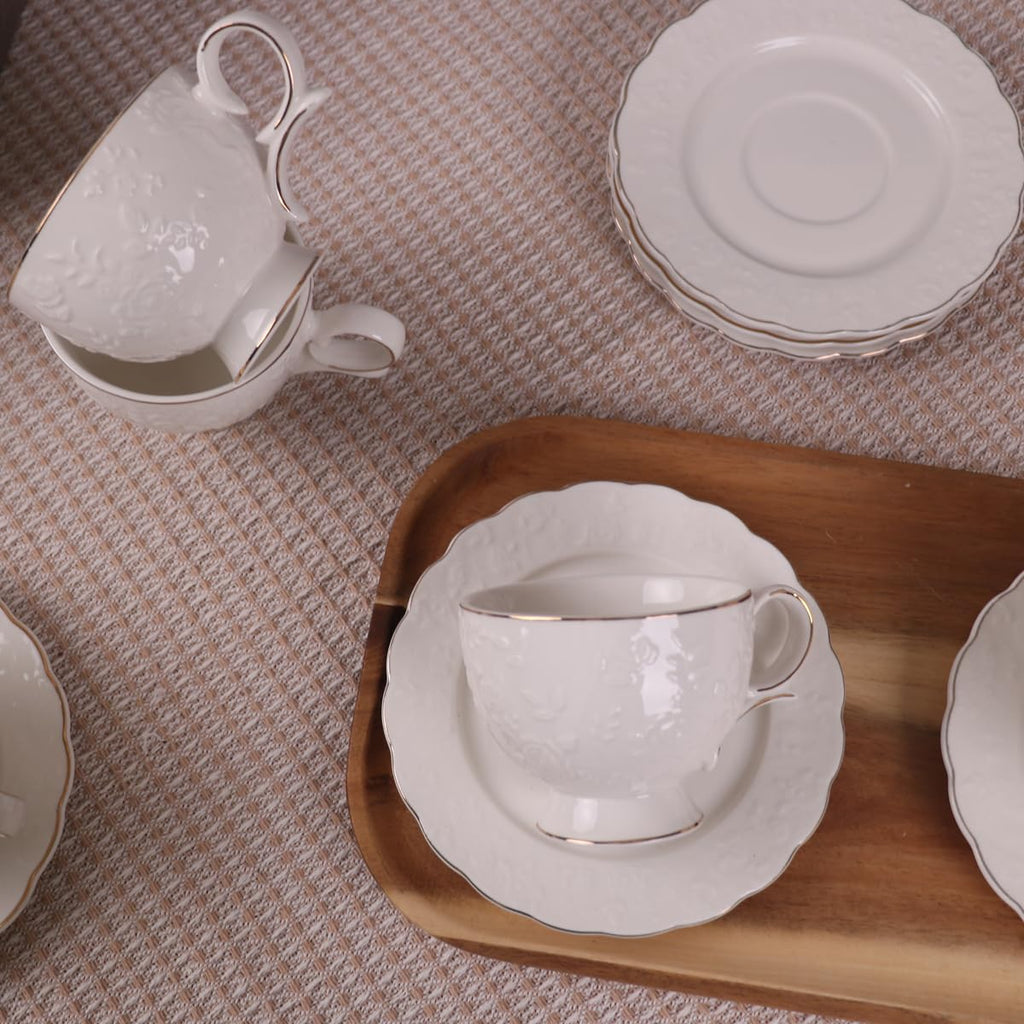 12 Pieces Porcelain Tea Cups and Saucers Set of 6 B511