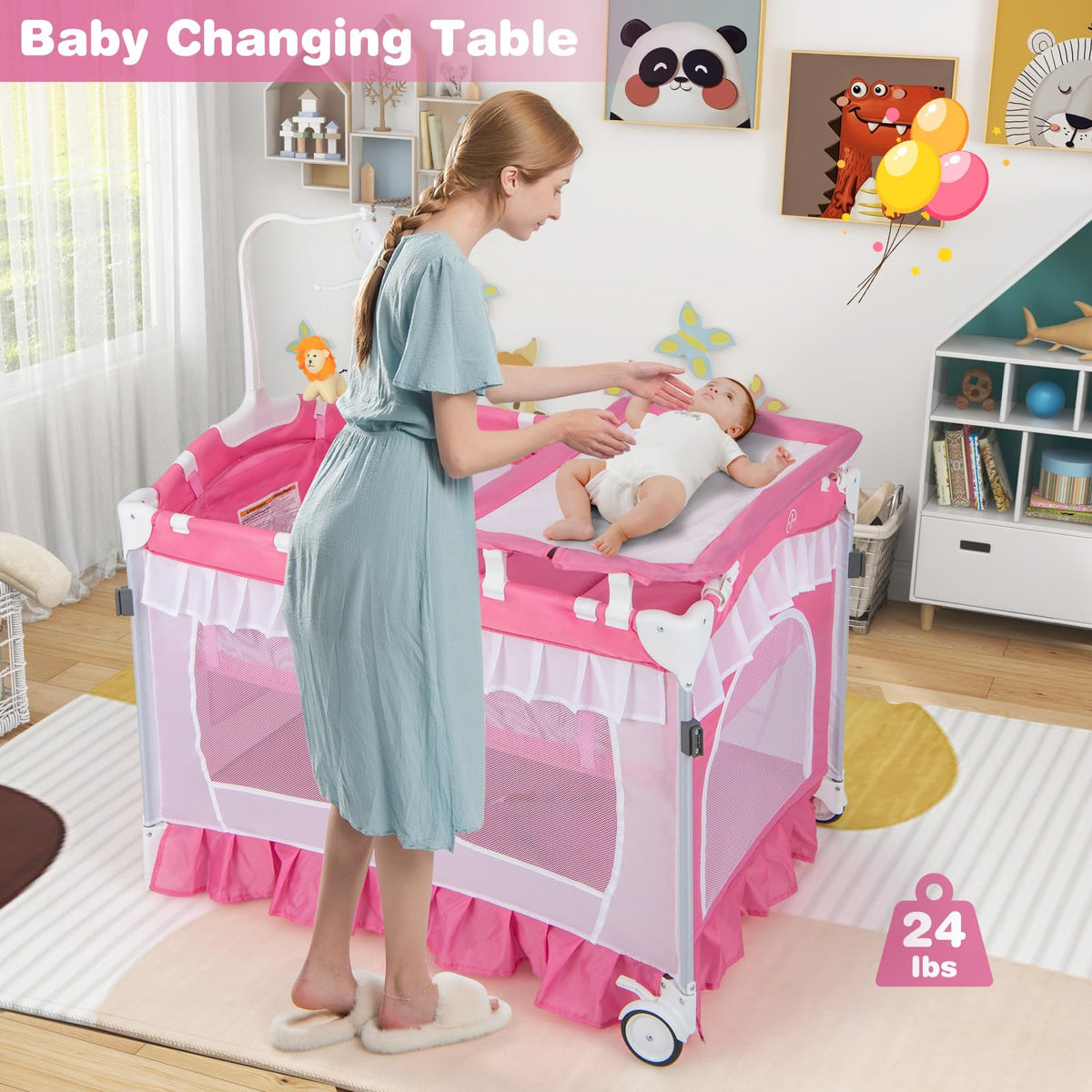 4-in-1 Baby Playard with Bassinet, Changing Table and Carry Bag S4781