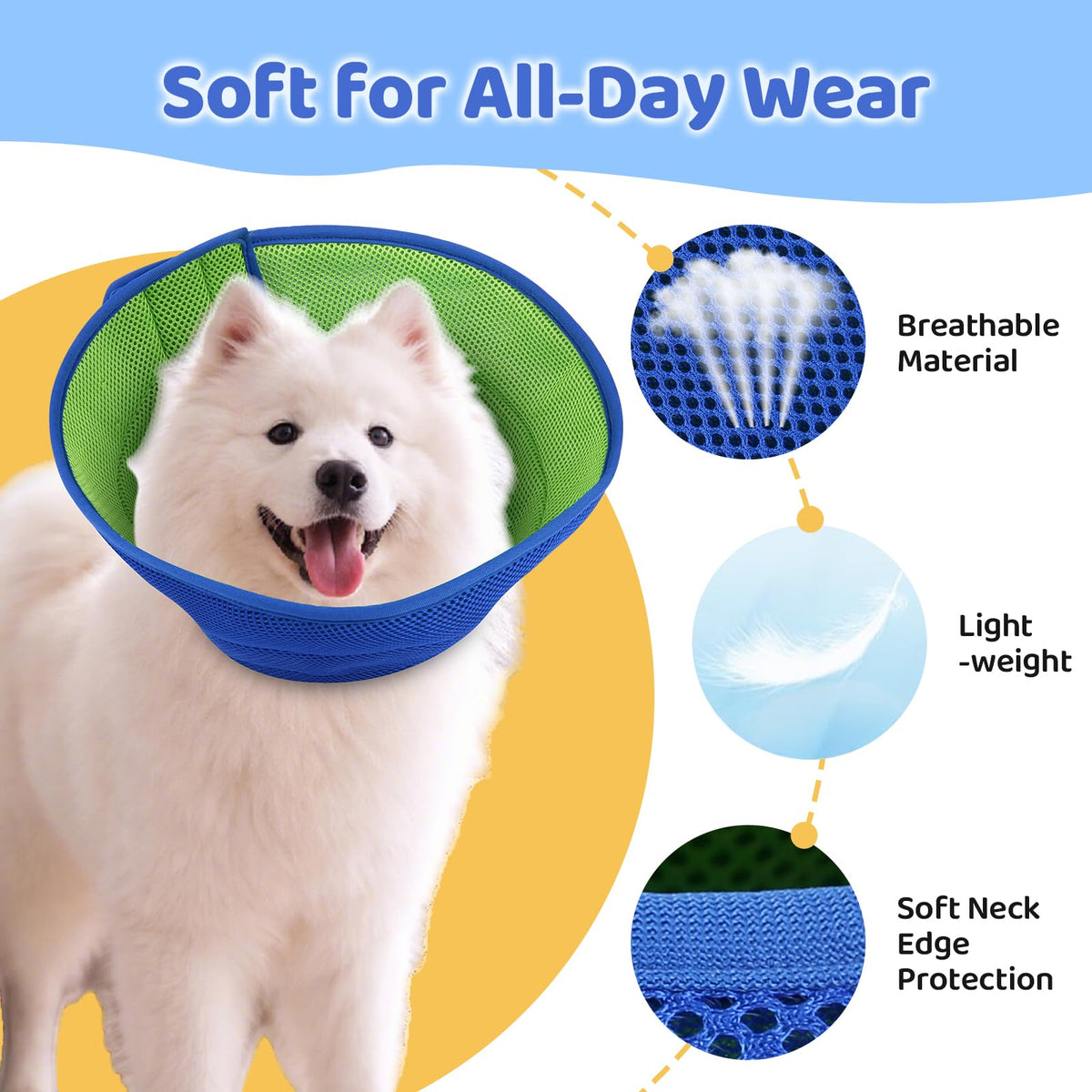 Soft Dog Cone Collar Adjustable Washable G9434