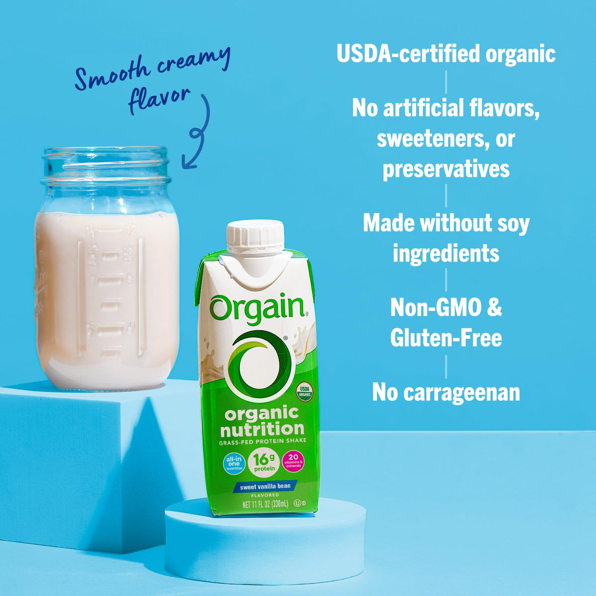 Organic Grass Fed 16g Protein Shake, Vanilla, 11oz, 12pk F14851