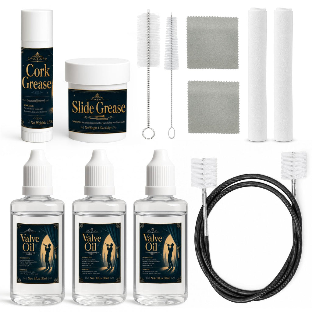 12 Pc Trumpet Cleaning Care Kit with Valve Oil, Grease, Brush J105660