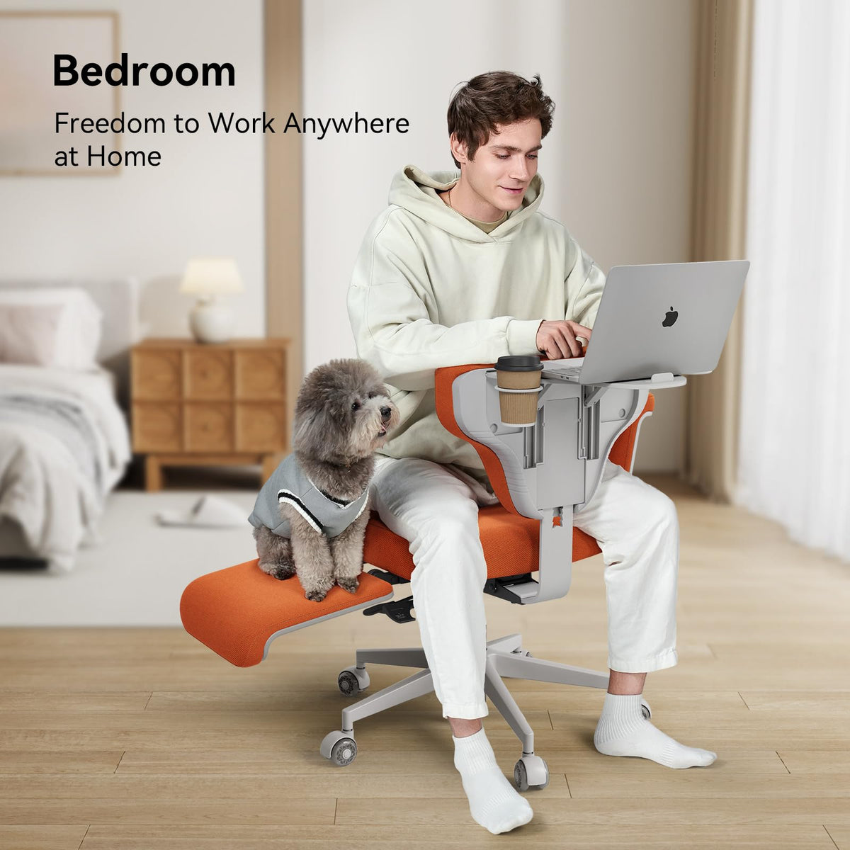 Orange Adjustable Ergonomic Office Chair with Desk Tray N85074