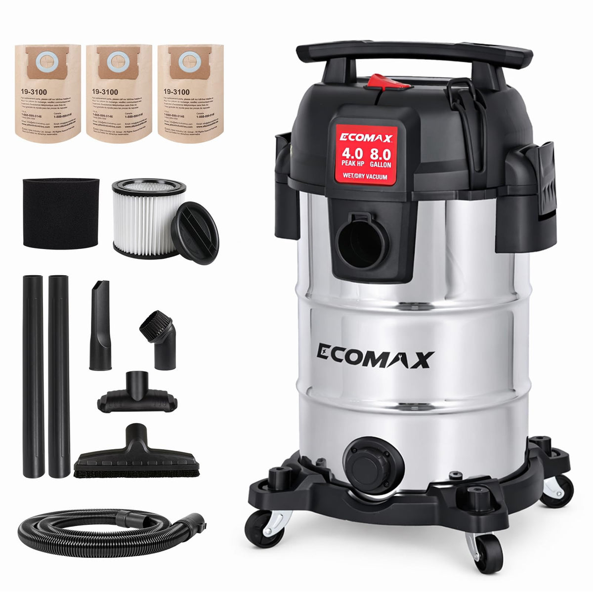 8 Gallon Stainless Steel Wet and Dry Shop Vacuum Y657863