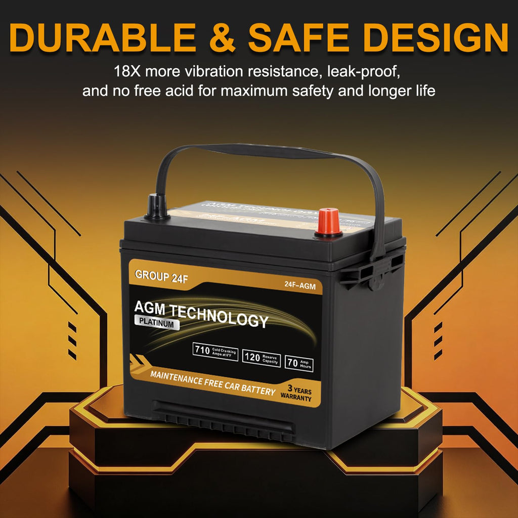 AGM Car Battery Group Size 24F 12V 70Ah 710 CCA Q43125