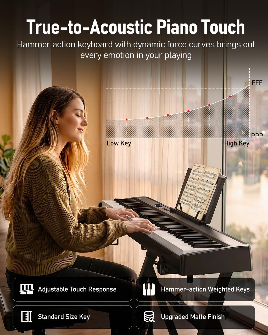 Folding 88-Key Weighted Digital Piano P1605