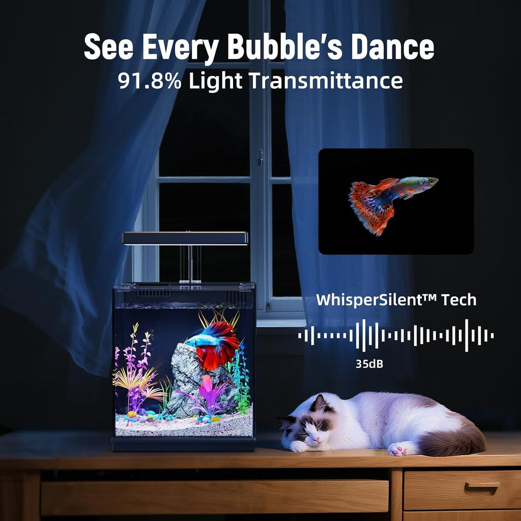 2 Gallon All-in-One Aquarium Kit with Filtration & LED Light C9572