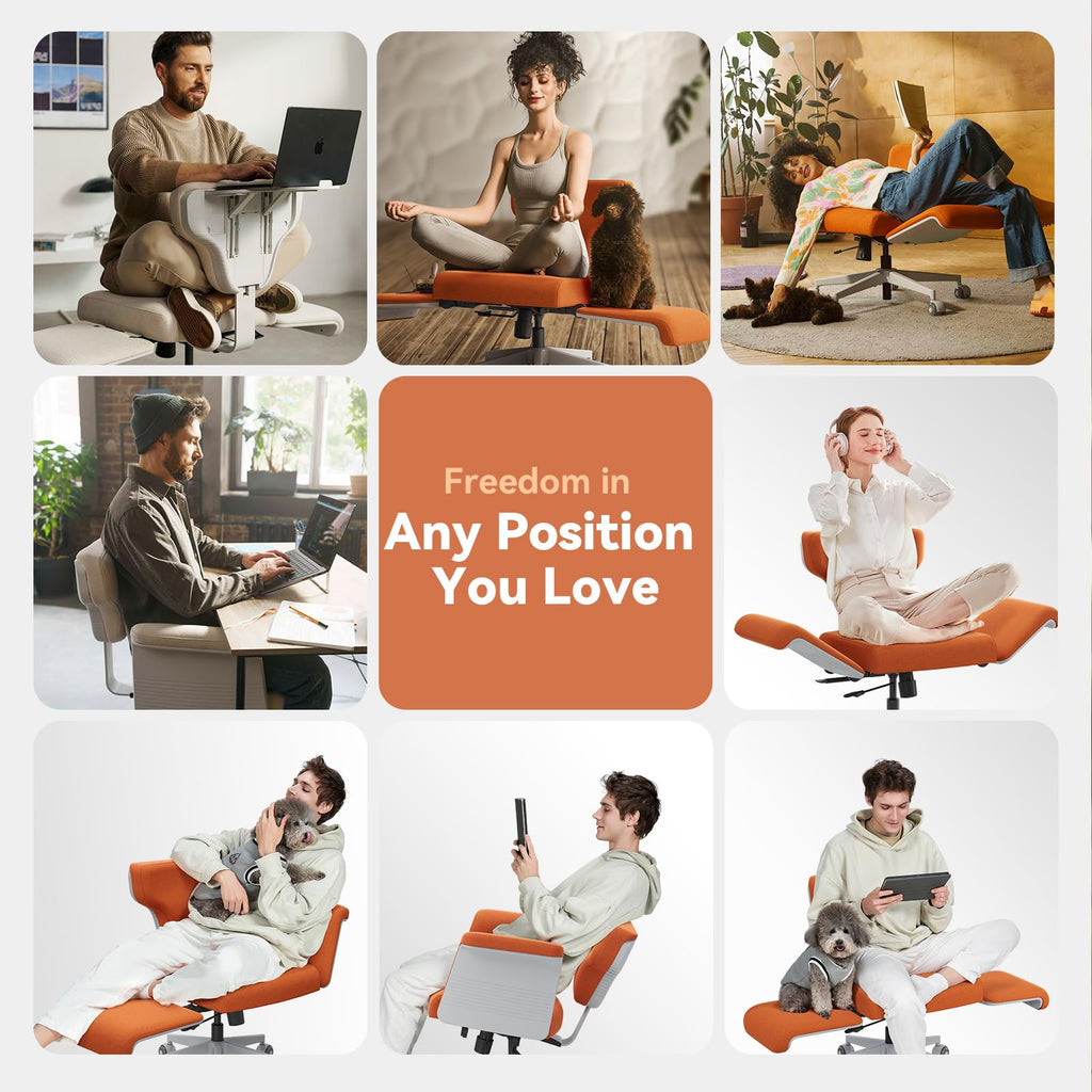 Orange Adjustable Ergonomic Office Chair with Desk Tray N85074