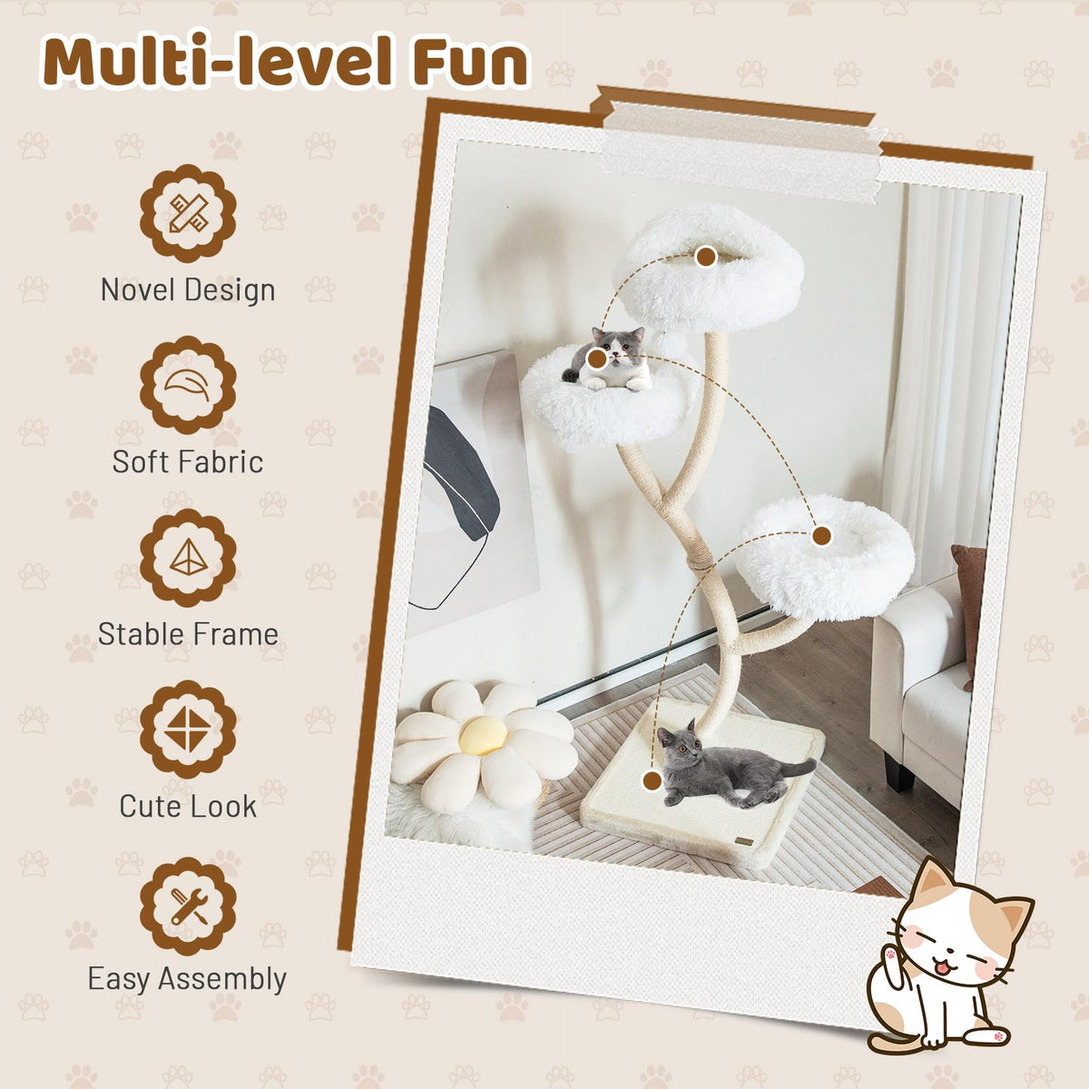 70 Inch Multi-Level Cat Tree with Perches and Scratching Posts K121
